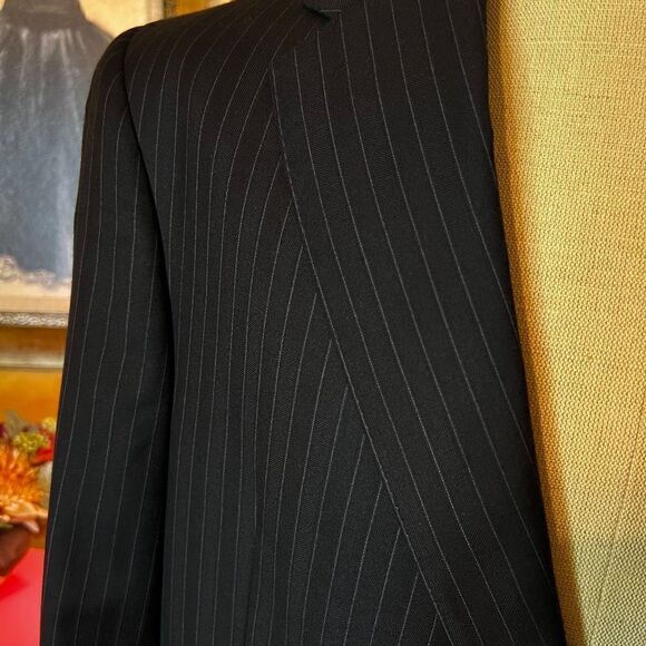 NWOT Men's Daniel Cremieux Loro Piana Blazer Sports Coat Black Pinstripe 43R - Picture 2 of 7